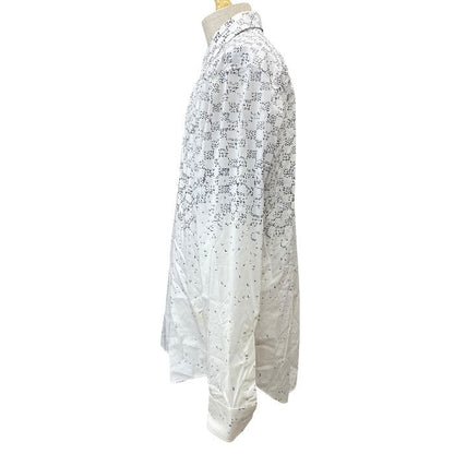 Louis Vuitton Damier Splash Red Long Sleeve Shirt Logo Nf4 Cotton White Smart — view 2