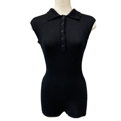 Dior Knit All in One Romper Short Sleeve CD Logo Cashmere Black Feminine Sweater