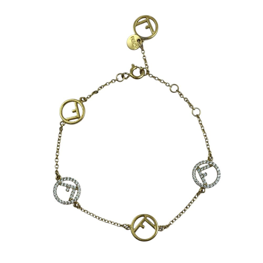 Fendi Is Bracelet Rhinestone Gold Feminine Accent