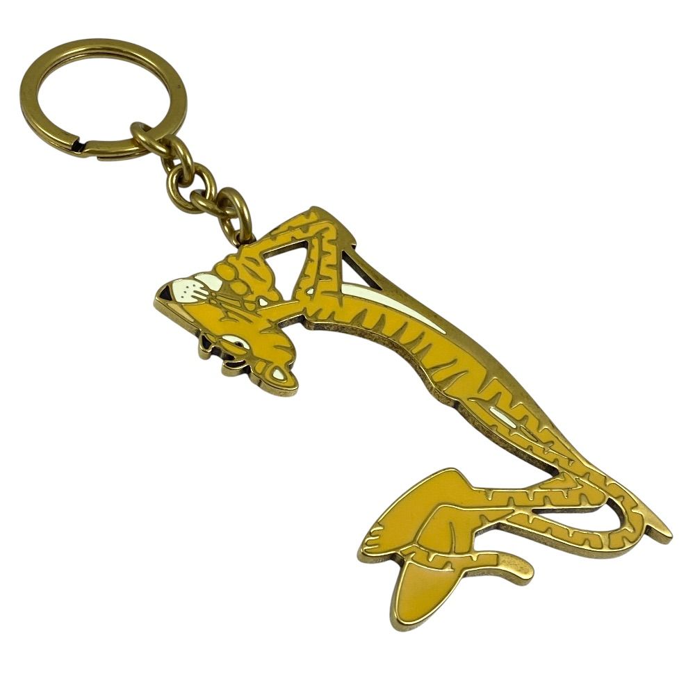 Saint Laurent Pink Panthere Key Holder Key Ring Charm Tiger Yellow Gold Unique — view 4