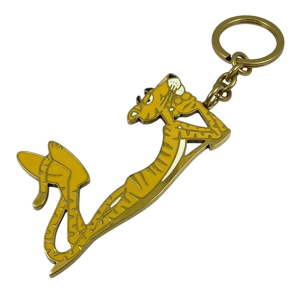 Saint Laurent Pink Panthere Key Holder Key Ring Charm Tiger Yellow Gold Unique — view 3