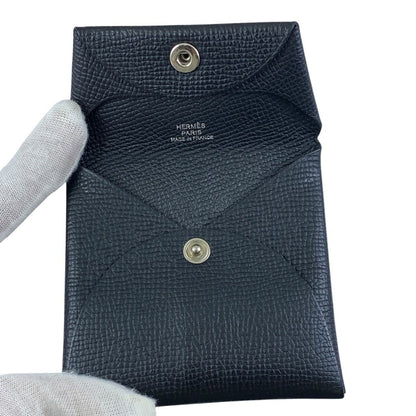 Hermes Epsom Calvi Coin Case Pass Wallet Leather Black Practical — view 5