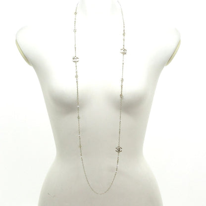 Chanel Necklace CC Logo Gold White Clear Long — view 2