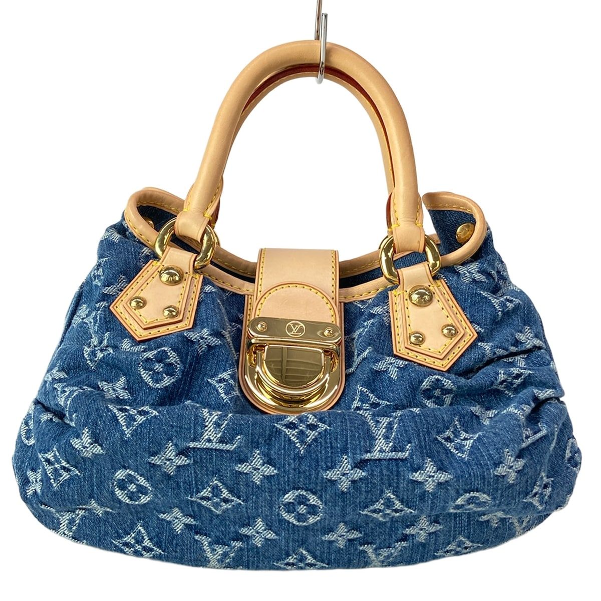 Louis Vuitton Handbag Monogram Denim Pleaty Blue Cotton