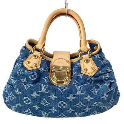 Louis Vuitton Handbag Monogram Denim Pleaty Blue Cotton