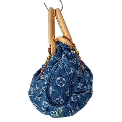 Louis Vuitton Handbag Monogram Denim Pleaty Blue Cotton — view 4