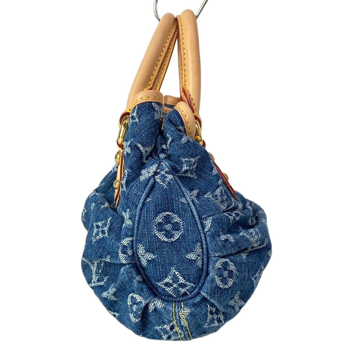 Louis Vuitton Handbag Monogram Denim Pleaty Blue Cotton — view 2