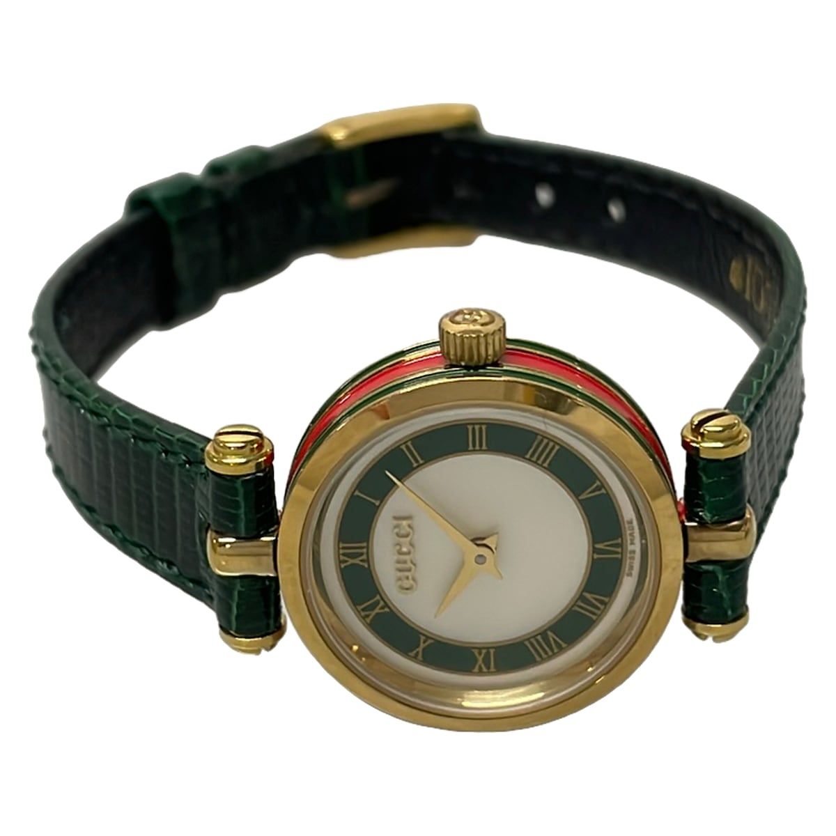 Gucci Watch Sherry Embossed Leather White Green — view 2