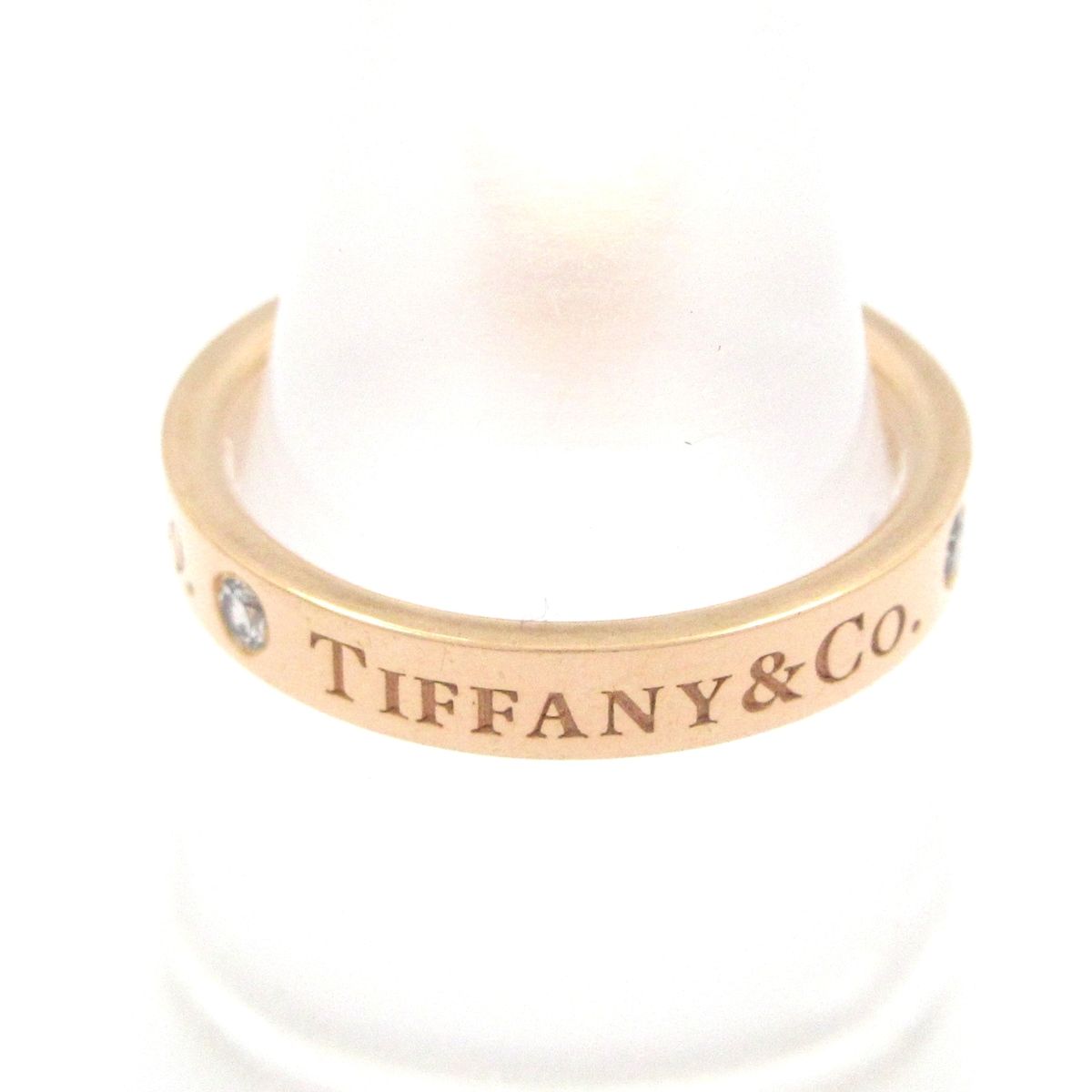 Tiffany & Co Ring Flat Band 18k Pink Gold Diamond — view 3