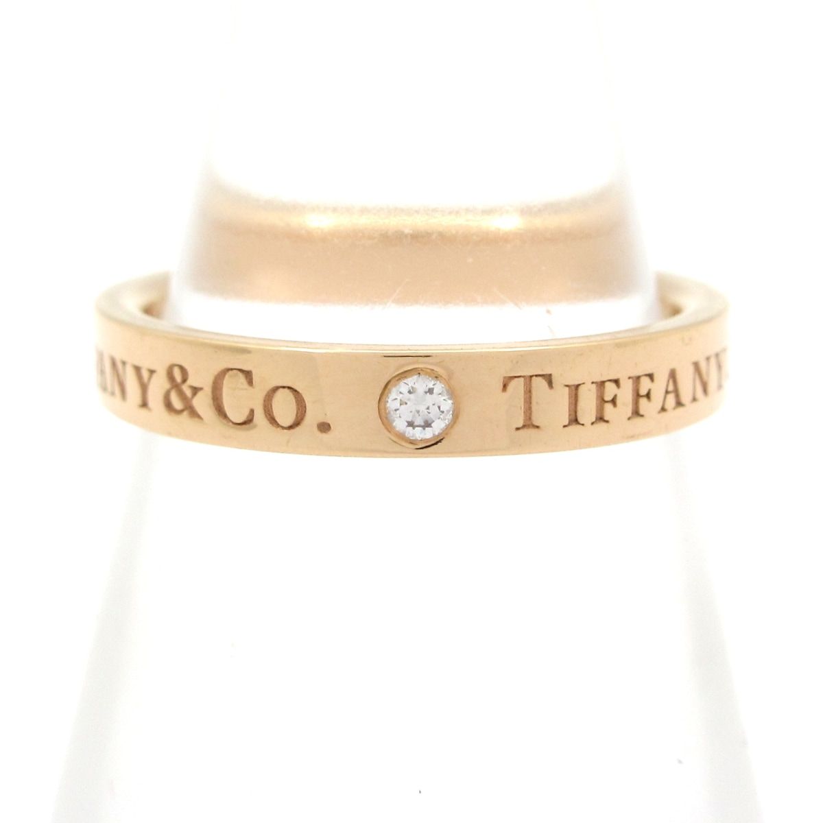 Tiffany & Co Ring Flat Band 18k Pink Gold Diamond