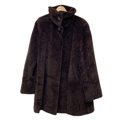 Max Mara Coat 42 M Dark Brown Alpaca Wool Long Sleeve Winter