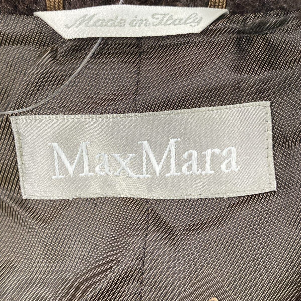 Max Mara Coat 42 M Dark Brown Alpaca Wool Long Sleeve Winter — view 3
