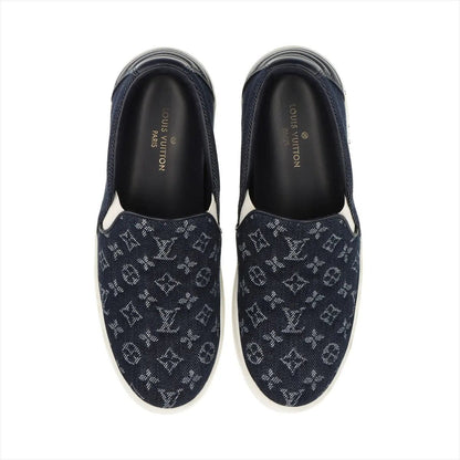 Louis Vuitton Monogram Denim Front Row Line Slip Ons 36.5 Shoes — view 7
