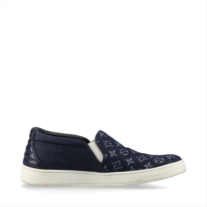 Louis Vuitton Monogram Denim Front Row Line Slip Ons 36.5 Shoes — view 3