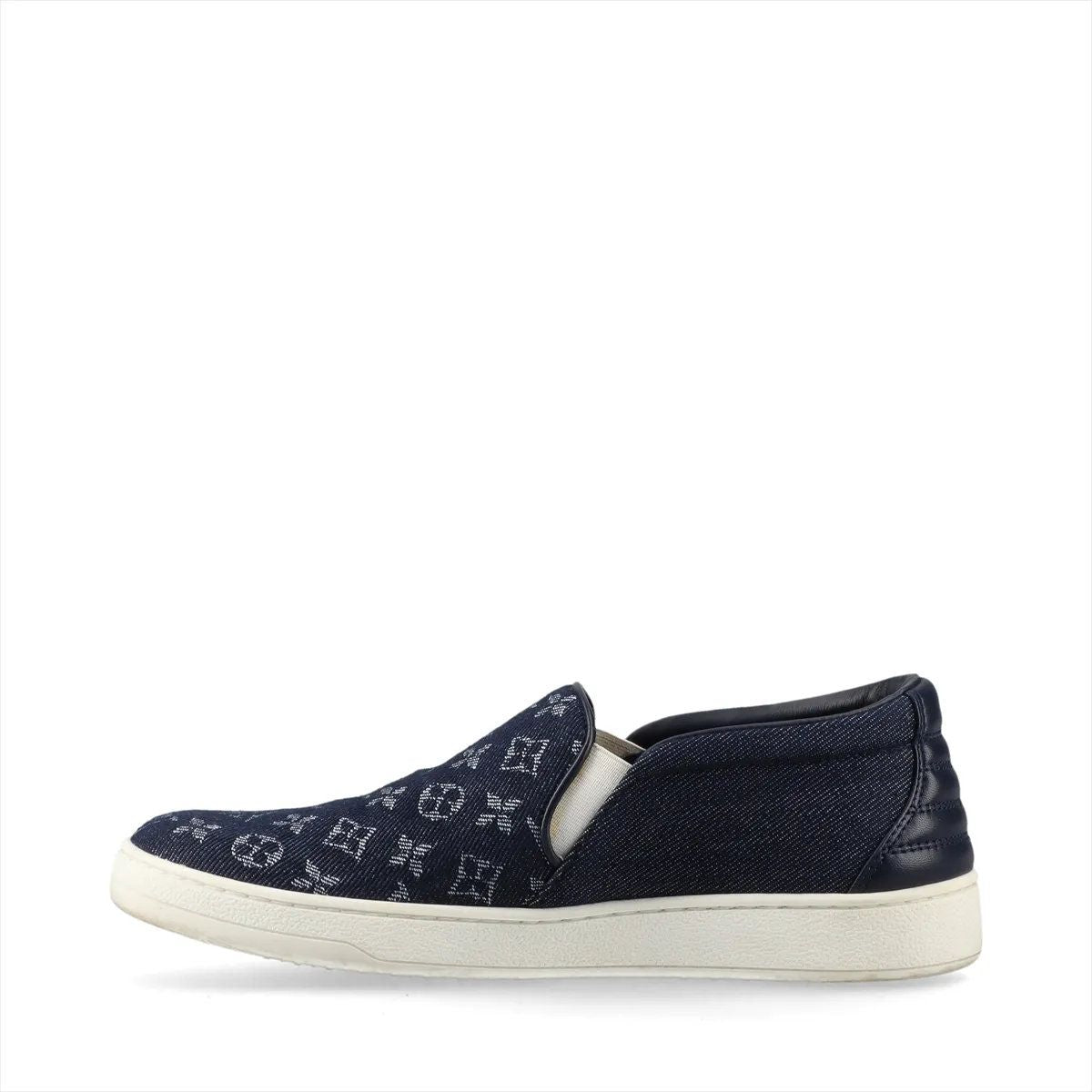 Louis Vuitton Monogram Denim Front Row Line Slip Ons 36.5 Shoes — view 5