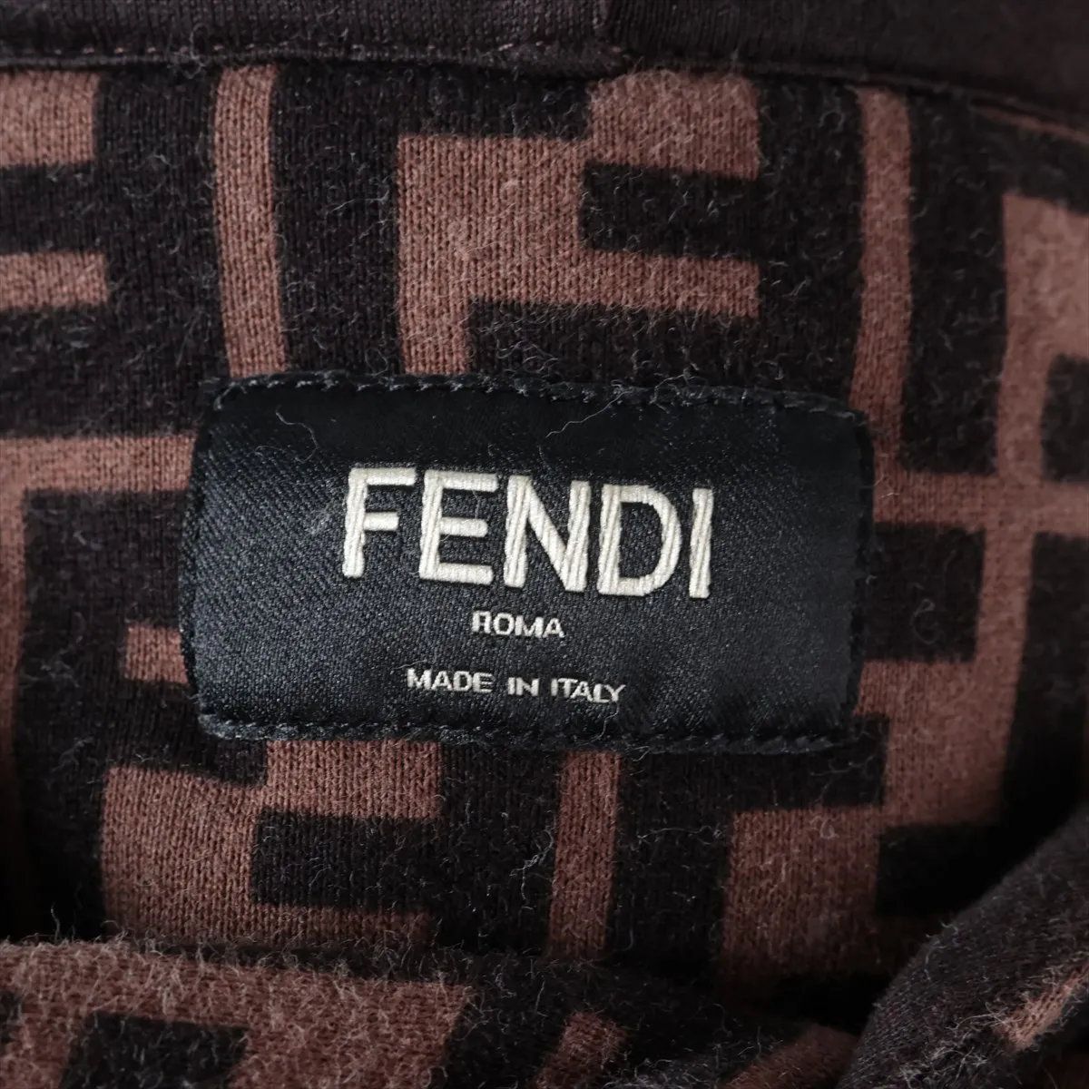 Fendi Tag Zucca FF Pattern Hoodie L Top Brown — view 5