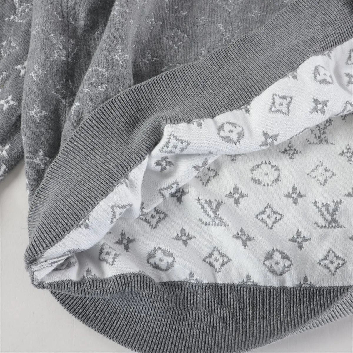 Louis Vuitton Tagged Gradient Monogram Knit Sweater Top Gray — view 4
