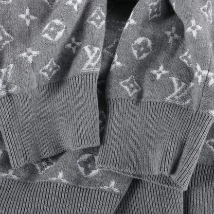 Louis Vuitton Tagged Gradient Monogram Knit Sweater Top Gray — view 8