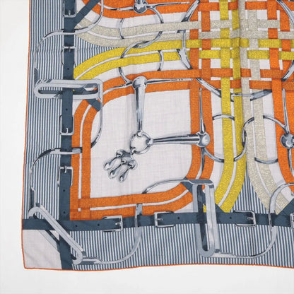 Hermes Carre Jean 140 Mors a Jouets Horse Bit Blue Orange Scarf — view 5