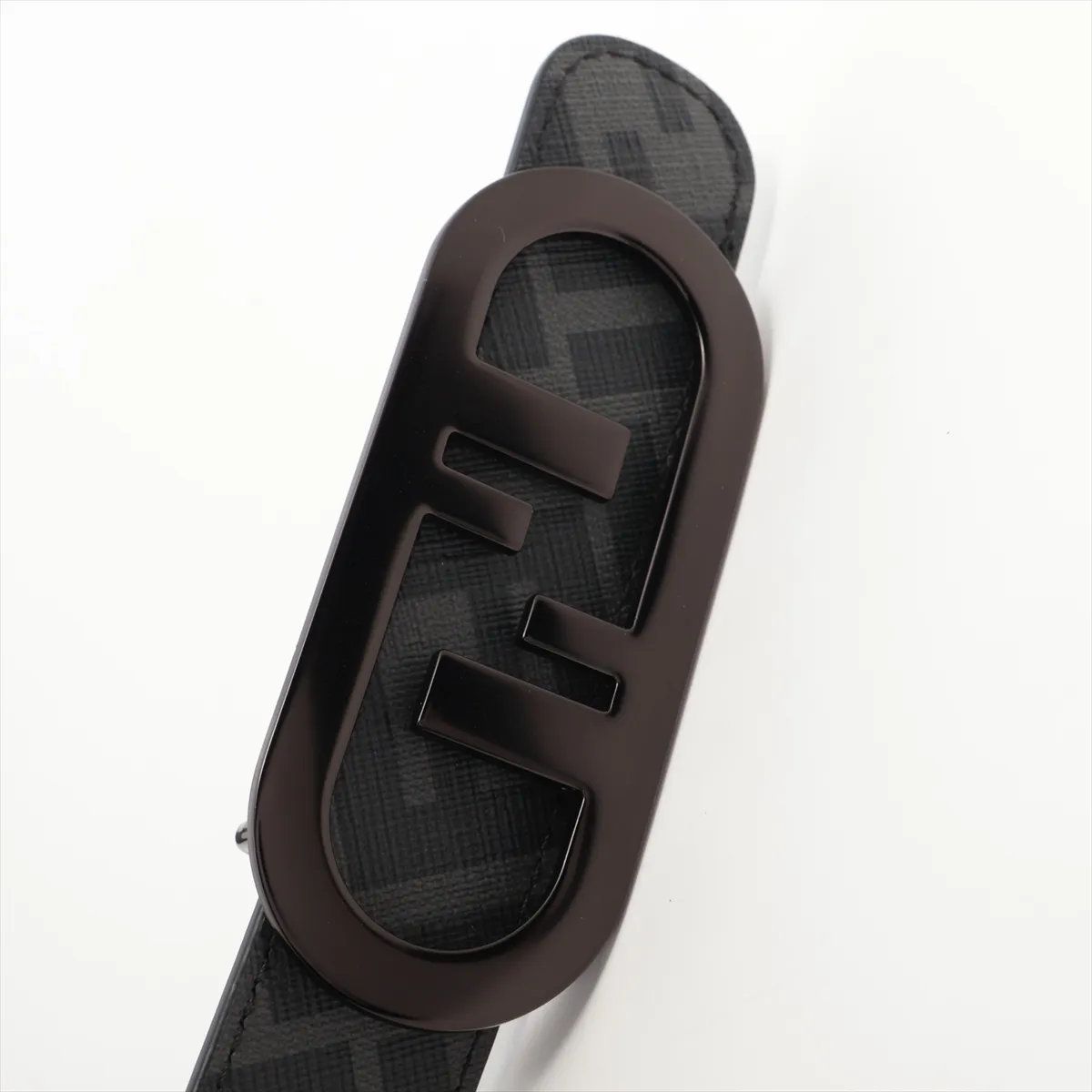 Fendi Zucca Belt FF Pattern Buckle Leather Black Gray — view 5