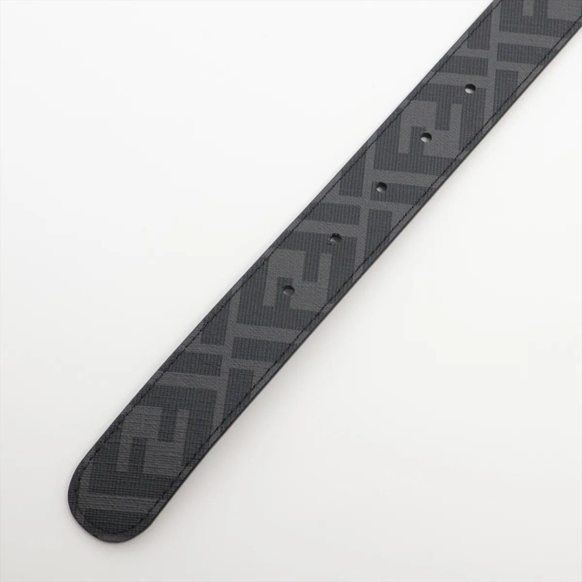 Fendi Zucca Belt FF Pattern Buckle Leather Black Gray — view 3
