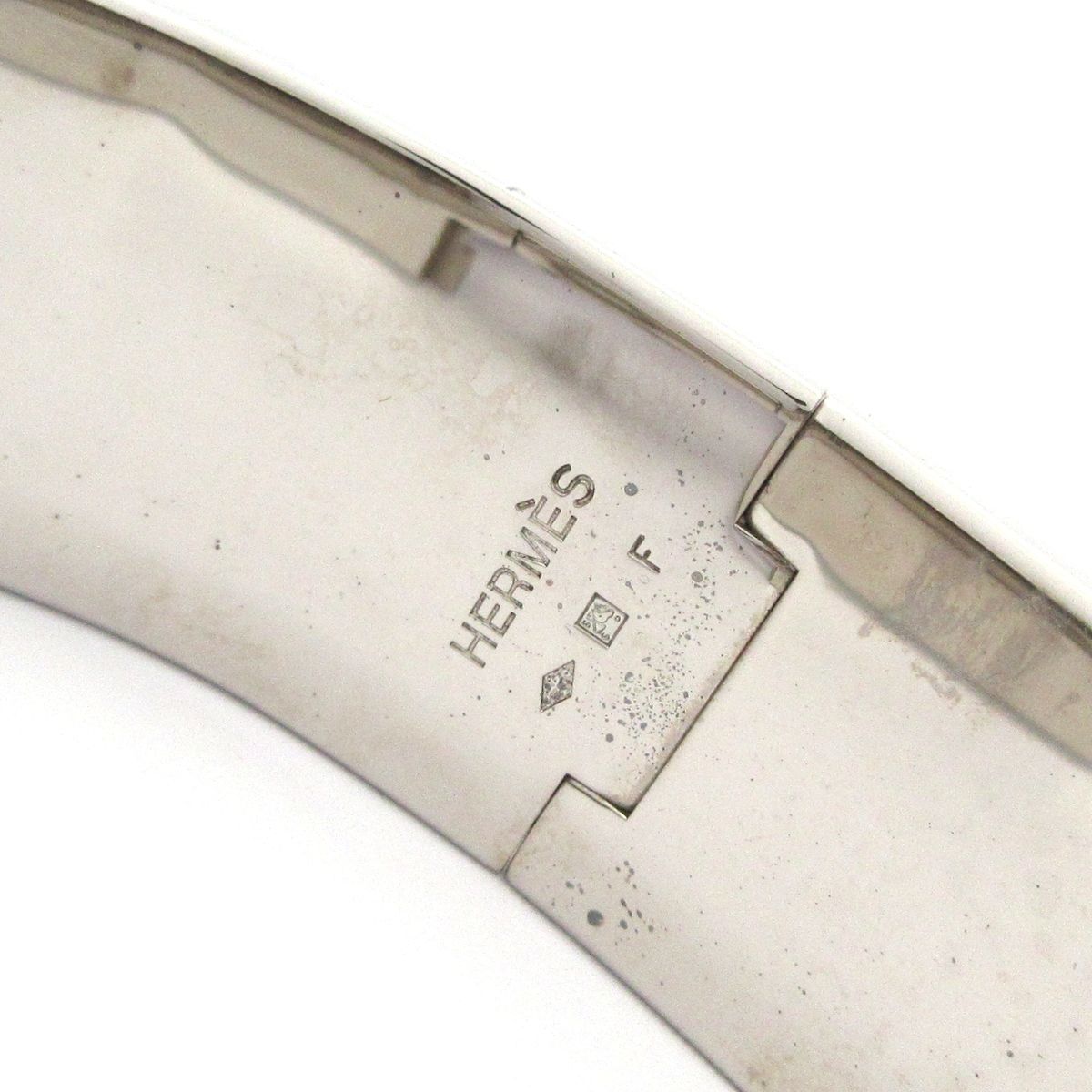 Hermes Bangle Clic Clac Leather Silver Black Bracelet — view 4