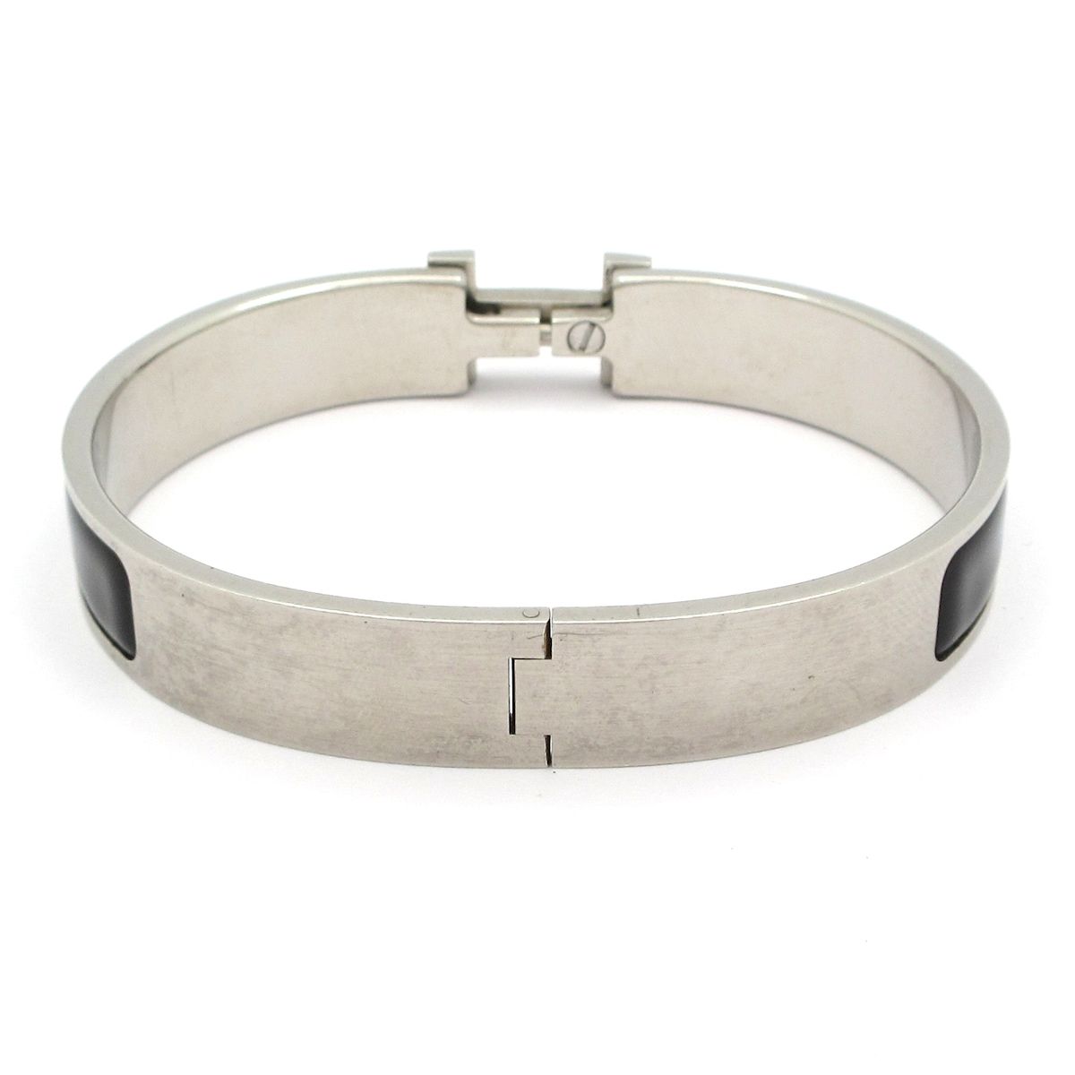 Hermes Bangle Click HH Silver Black Bracelet — view 3