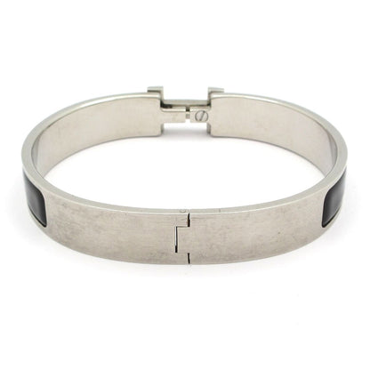 Hermes Bangle Click HH Silver Black Bracelet — view 3