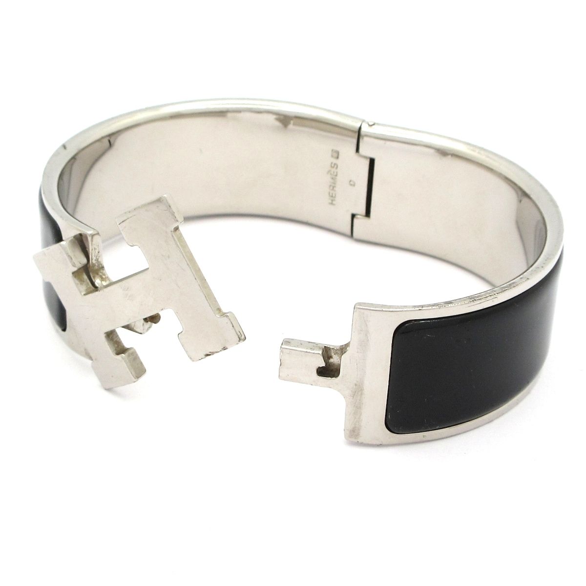 Hermes Bangle Clic Clac Silver Black Bracelet — view 5