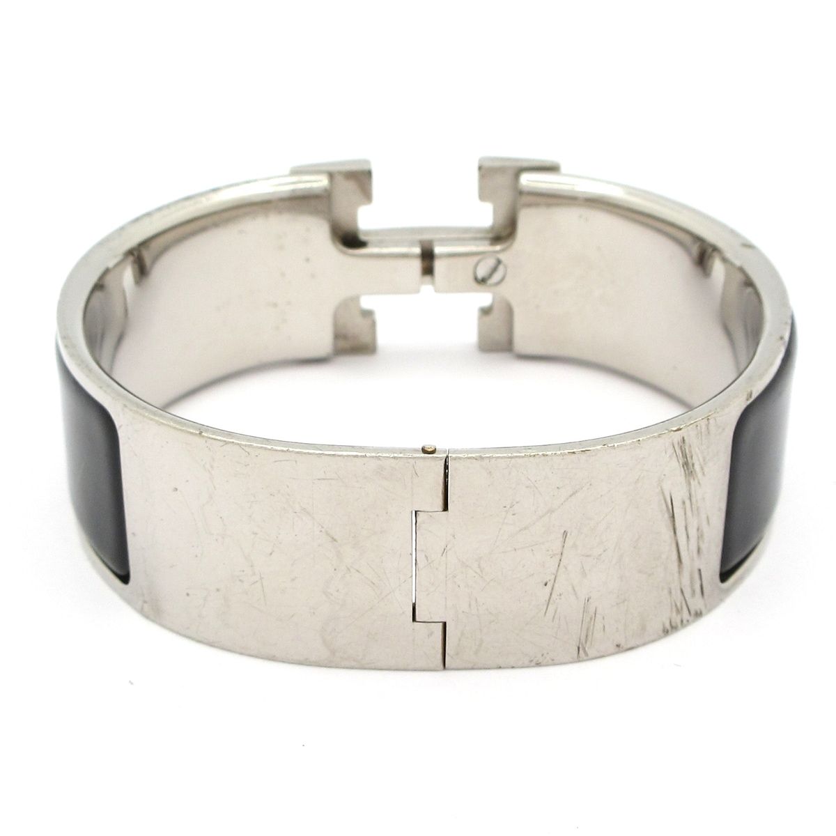 Hermes Bangle Clic Clac Silver Black Bracelet — view 3