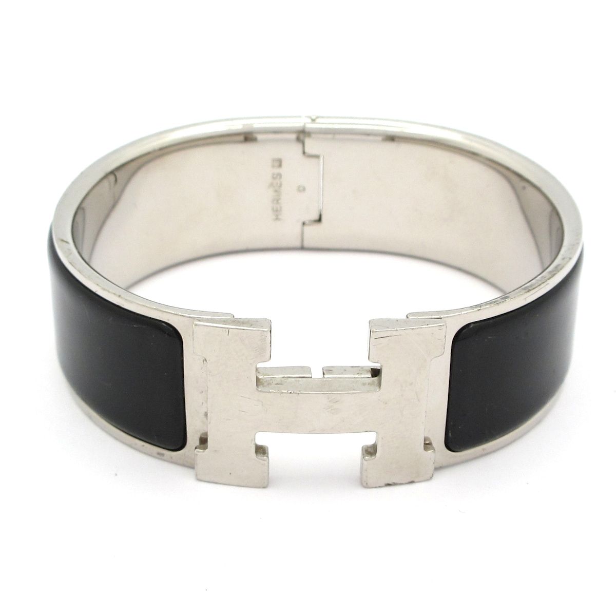 Hermes Bangle Clic Clac Silver Black Bracelet