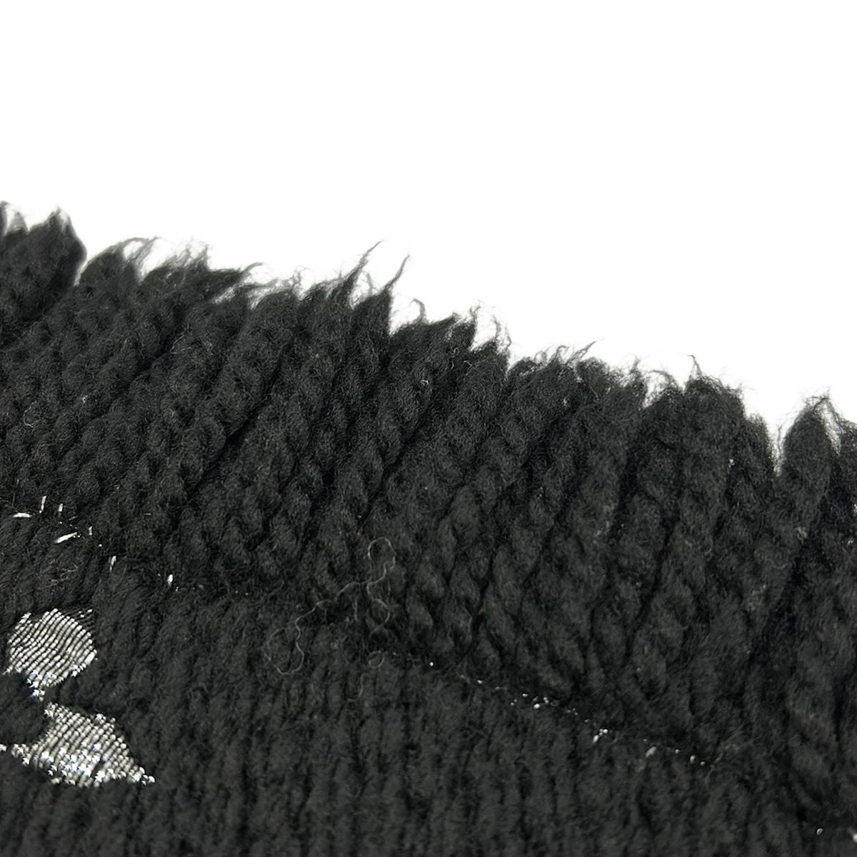 Louis Vuitton Scarf Echarpe Logo Mania Shine Noir Wool Silk — view 6