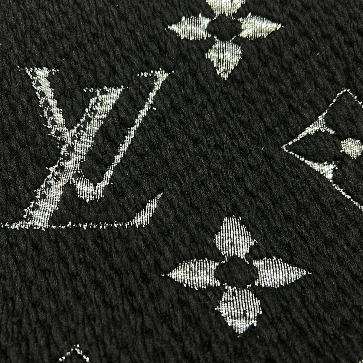 Louis Vuitton Scarf Echarpe Logo Mania Shine Noir Wool Silk — view 4