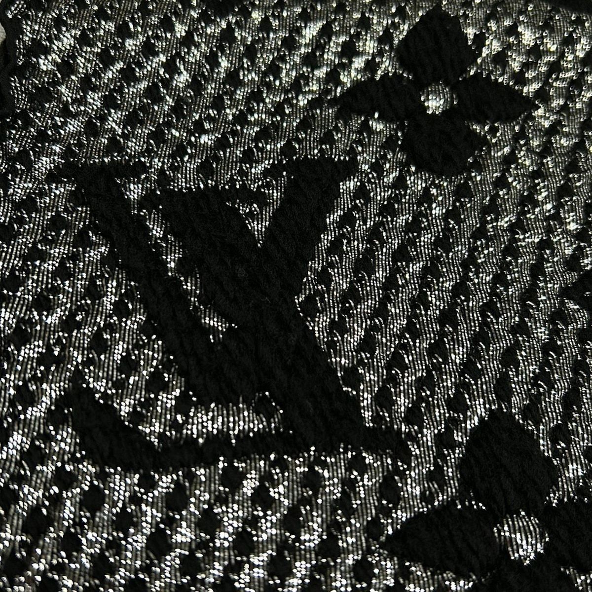 Louis Vuitton Scarf Echarpe Logo Mania Shine Noir Wool Silk — view 5