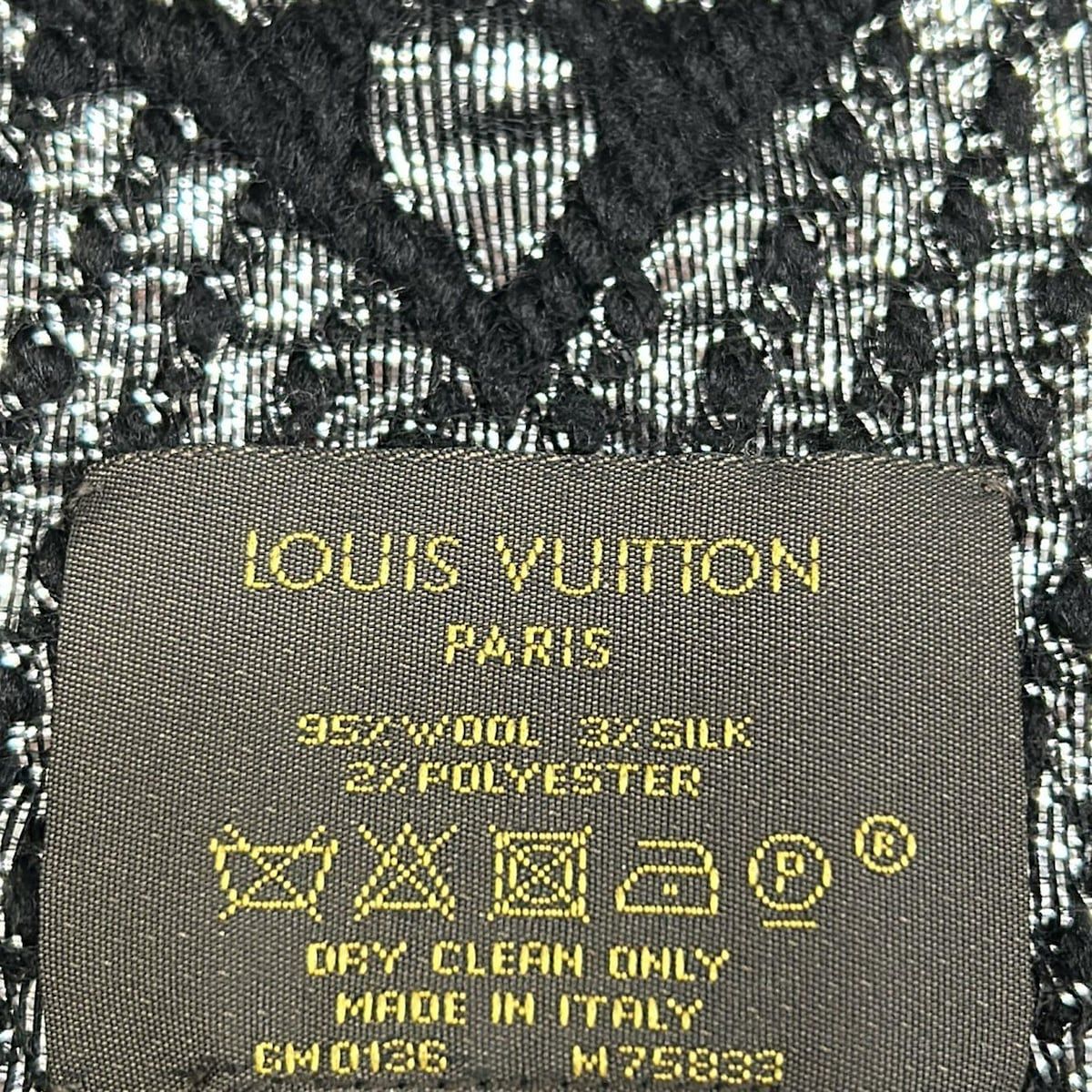 Louis Vuitton Scarf Echarpe Logo Mania Shine Noir Wool Silk — view 2