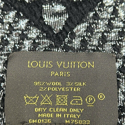 Louis Vuitton Scarf Echarpe Logo Mania Shine Noir Wool Silk — view 2