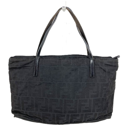 Fendi Handbag FF Logo Leather Nylon Black — view 2