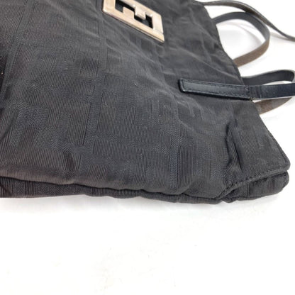 Fendi Handbag FF Logo Leather Nylon Black — view 7