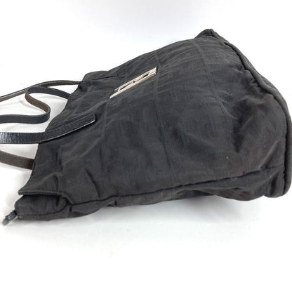 Fendi Handbag FF Logo Leather Nylon Black — view 3