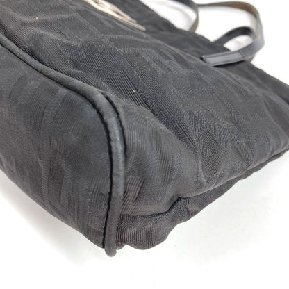 Fendi Handbag FF Logo Leather Nylon Black — view 6