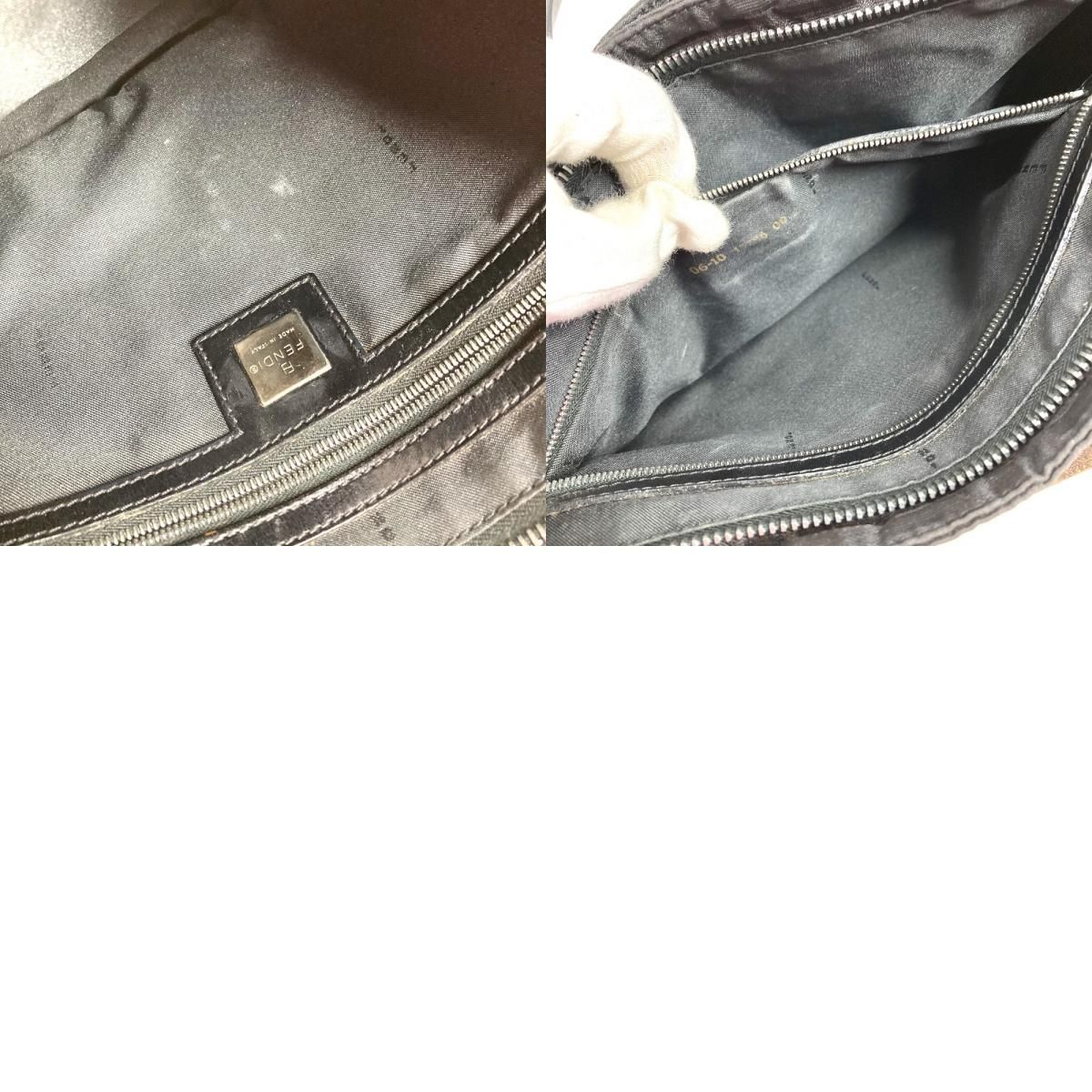 Fendi Handbag FF Logo Leather Nylon Black — view 9
