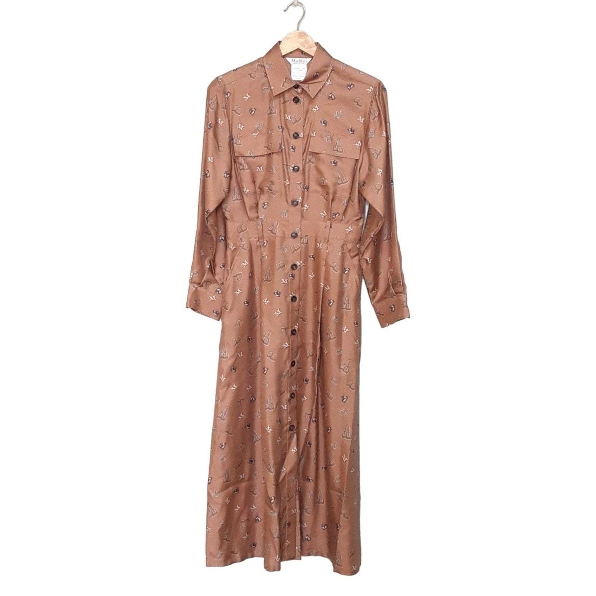 Max Mara Dress Beige Black White Regular Color Long Sleeve Maxi Length