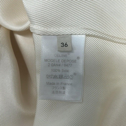 Celine Long Sleeve Shirt Blouse 36 S Ivory Silk — view 5