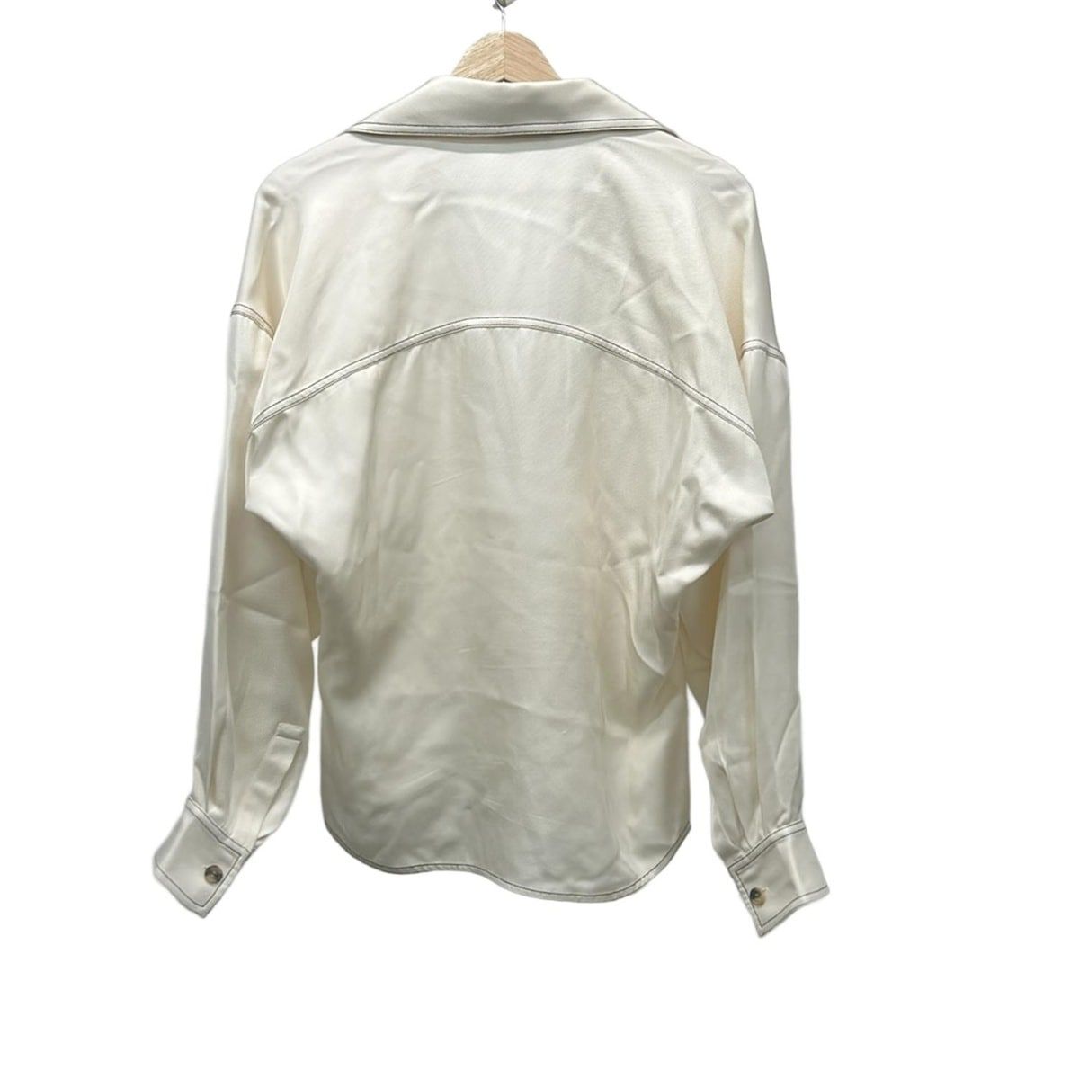 Celine Long Sleeve Shirt Blouse 36 S Ivory Silk — view 2
