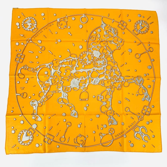 Hermes Carre 90 Silk Scarf Cheval Fusion Orange
