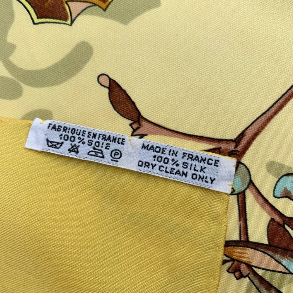 Hermes Carre 90 Neige D'antan Last Year's Snow Yellow Christmas Silk Scarf — view 6