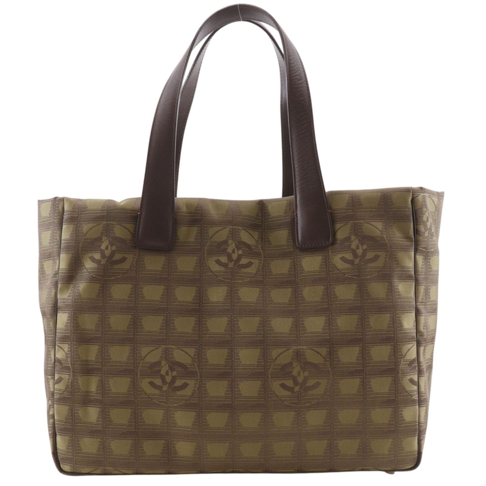 Chanel Tote New Travel Line Nylon Canvas Khaki