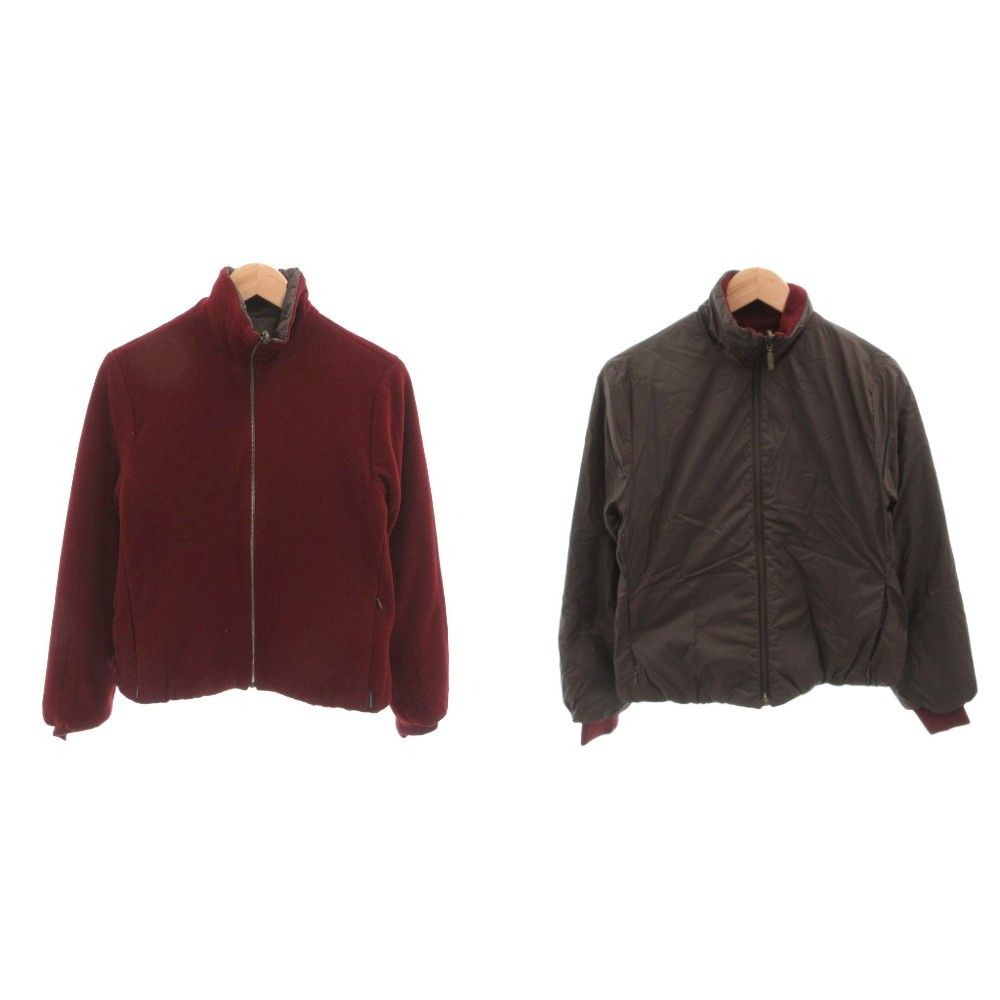 Moncler Jacket Reversible Fleece Zip Up XS Red Gray