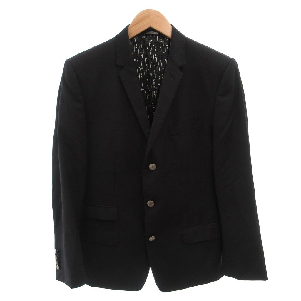Dolce & Gabbana Gold Tailored Jacket Blazer Single Wool Silver Button 48 Black