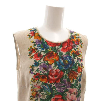 Dolce & Gabbana Linen Dress Floral Pattern Back Button Knee Length Sleeveless — view 4